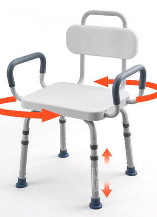 Swivel Shower Chair with Arms and Back, 400 lbs Heavy Duty Bench Seat for Inside Shower Stall and Bathtub, Height Adjustable Bathroom Bath Tub Seat for Adults, Seniors, Elderly and Disabled