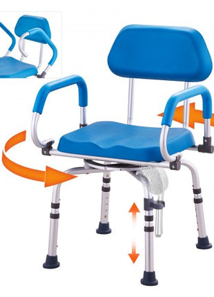 Swivel Shower Chair 360 Degree, Adjustable Shower Seat with Pivoting Arms & Padded Bath Seat for Inside Shower or Tub, Non-Slip Rotating Bathtub Chair for Elderly Disabled, 300LBS Capacity