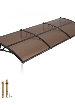 Awnings for Door Entrance, 38 x 117 in, Exterior Front Door Window Awnings with Drainage & ABS Bracket, Rain Snow Sun Protection, Overhang Polycarbonate Door Canopy for Porch Patio, Brown