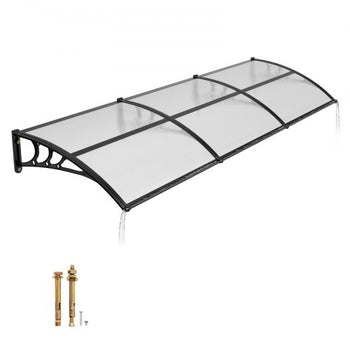 Awnings for Door Entrance, 38 x 117 in, Exterior Front Door Window Awnings with Drainage & ABS Bracket, Rain Snow Sun Protection, Overhang Polycarbonate Door Canopy for Porch Patio, Clear