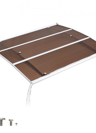 Awnings for Door Entrance, 37 x 47 in, Exterior Front Door Window Awnings with Drainage & ABS Bracket, Rain Snow Sun Protection, Overhang Polycarbonate Door Canopy for Porch Patio, Brown