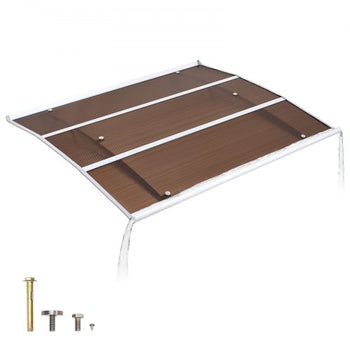 Awnings for Door Entrance, 37 x 47 in, Exterior Front Door Window Awnings with Drainage & ABS Bracket, Rain Snow Sun Protection, Overhang Polycarbonate Door Canopy for Porch Patio, Brown