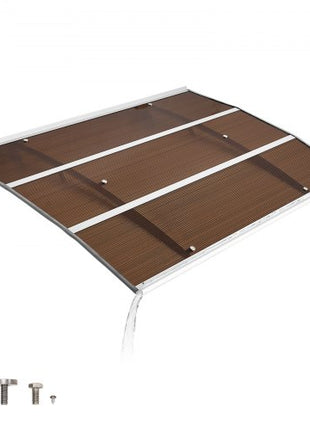 Awnings for Door Entrance, 39 x 59 in, Exterior Front Door Window Awnings with Drainage & Metal Bracket, Rain Snow Sun Protection, Overhang Polycarbonate Door Canopy for Porch Patio, Brown