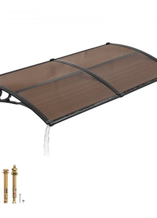 Awnings for Door Entrance, 38 x 78 in, Exterior Front Door Window Awnings with Drainage & Metal Bracket, Rain Snow Sun Protection, Overhang Polycarbonate Door Canopy for Porch Patio, Brown