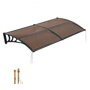 Awnings for Door Entrance, 38 x 78 in, Exterior Front Door Window Awnings with Drainage & Metal Bracket, Rain Snow Sun Protection, Overhang Polycarbonate Door Canopy for Porch Patio, Brown