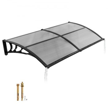Awnings for Door Entrance, 38 x 78 in, Exterior Front Door Window Awnings with Drainage & ABS Bracket, Rain Snow Sun Protection, Overhang Polycarbonate Door Canopy for Porch Patio, Smoky Gray