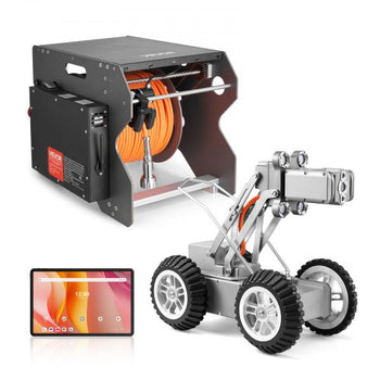Sewer Pipe Inspection Robot, 394FT Pipeline Detection Crawling Robot with 2MP Front/Rear Cameras & Touchscreen Tablet, IP68 Plumbing Camera with Lights & Distance Counter for Industrial Pipes
