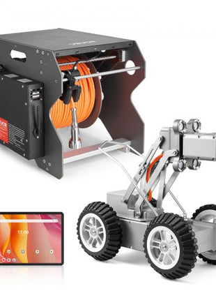 Sewer Pipe Inspection Robot, 197FT Pipeline Detection Crawling Robot with 2MP Front/Rear Cameras & Touchscreen Tablet, IP68 Plumbing Camera with Lights & Distance Counter for Industrial Pipes