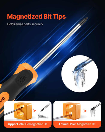 Screwdriver Set, 12-Piece Hand Tools Set with Magnetic Tips, Includes 5 Phillips and 5 Flat Head Bits, Z-Type Bit, Professional Repair Tool Kit for Sockets, Furniture, Home Appliances, Bicycles