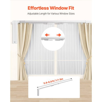 Smart Electric Curtain Track, 71-118 inch Adjustable Length, Motorized Rod with Remote, Ceiling and Wall Mount, Automated Curtain Track System Compatible with Alexa, Google Home, App Control