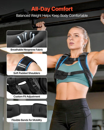 Weighted Vest, 25 lbs Body Weight Vest for Men Women, with Reflective Stripe, Adjustable Buckle, Workout Equipment for Strength Training, Running, Jogging, Fitness, Muscle Building, Weight Loss
