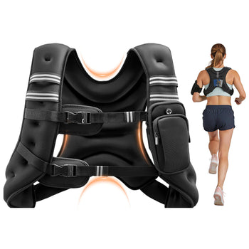 Weighted Vest, 25 lbs Body Weight Vest for Men Women, with Reflective Stripe, Adjustable Buckle, Workout Equipment for Strength Training, Running, Jogging, Fitness, Muscle Building, Weight Loss