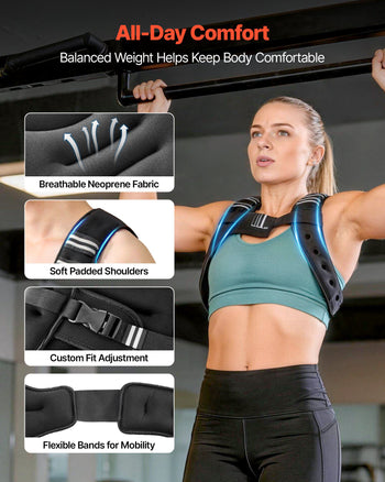 Weighted Vest, 6 lbs Body Weight Vest for Men Women, with Reflective Stripe, Adjustable Buckle, Workout Equipment for Strength Training, Running, Jogging, Fitness, Muscle Building, Weight Loss