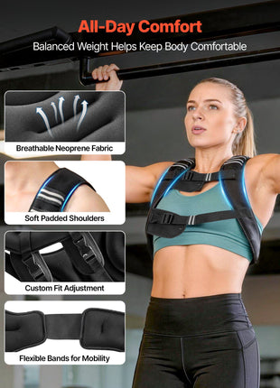 Weighted Vest, 12 lbs Weight Vest with Reflective Stripe, Adjustable Buckle Body Weight Vest for Men Women, Workout Equipment for Strength Training, Running, Jogging, Fitness, and Weight Loss