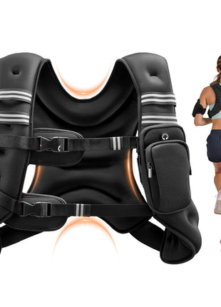 Weighted Vest, 16 lbs Weight Vest with Reflective Stripe, Adjustable Buckle Body Weight Vest for Men Women, Workout Equipment for Strength Training, Running, Jogging, Fitness, and Weight Loss