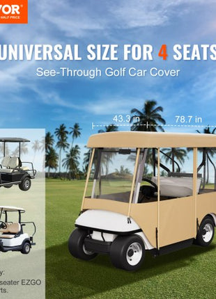 Golf Cart Enclosure, with 4-Sided Fairway Deluxe, 300D Waterproof Driving Enclosure with Transparent Windows, Fit for 2+2 Seats Golf Carts (Roof Up to 78.7''L)