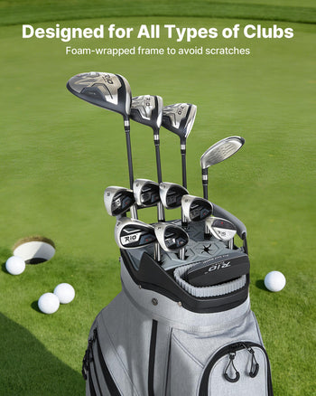 Golf Cart Bag, 15 Way Top Divider Organizer, Golf Club Bag with Full-length Divider, Rain Hood, Storage Pockets, Shoulder Strap, High-Strength Polyester, Silicone Head Protection for Men & Women
