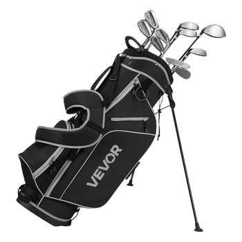 Golf Club Set, 12 Pieces Men's Complete Golf Club Set Right Handed with 460CC #1 Driver, #3 & 5 Fairway Wood, #4 Hybrid, #5/#6/#7/#8/#9/#PW/#SW Irons, L-Shaped Putter, Golf Stand Bag, Black