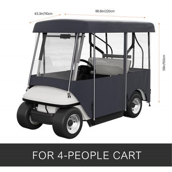 Golf Cart Enclosure 86'', 4-Person Golf Cart Cover, 4-Sided Fairway Deluxe, 300D Waterproof Driving Enclosure with Transparent Windows, Fit for 4-Seat EZGO, Club Car, Yamaha Carts