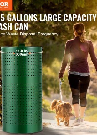 Dog Poop Trash Can with 50 Liner Bags, 11.5 Gallons Outdoor Dog Waste Bin with Lid & Liner Clip for Pet Waste Station, Dog Waste Disposal Container for Garden Backyard Park