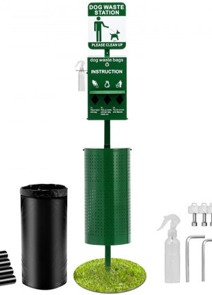 Dog Waste Station with Hand Wash Bottle, Commercial Dog Poop Station, 11.5 Gallons Pet Waste Bin with 50 Can Liners, Bag Dispenser & 600 Waste Bags, Outdoor Dog Waste Disposal System for Backyard