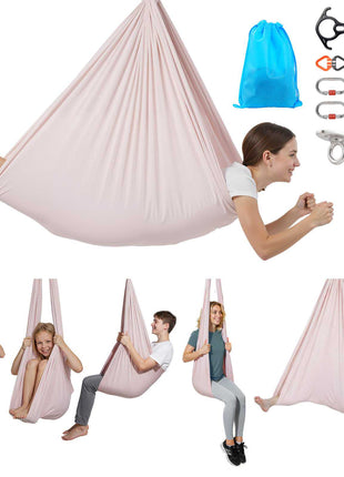Aerial Yoga Hammock, 300 lbs Load Aerial Silk, Yoga Swing with Nylon Fabric, PE Zipper Bag for Parent-Child Interaction, Strengthen Muscles & Improve Practice, Hammock and Swing Combo