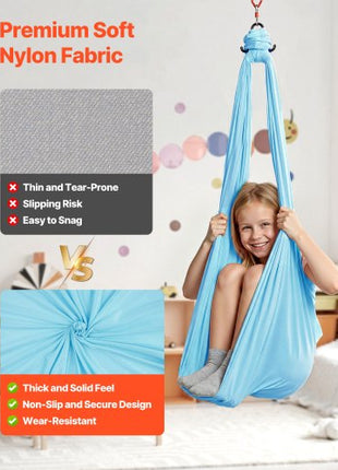 Aerial Yoga Hammock, Maximum 300 lbs Load Aerial Silk, Yoga Swing with Nylon Fabric, Daisy Rope, PE Zipper Bag, Gymnastics Swings Suitable for Men and Women, Dual-Function Hammock & Swing