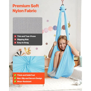 Aerial Yoga Hammock, Maximum 300 lbs Load Aerial Silk, Yoga Swing with Nylon Fabric, Daisy Rope, PE Zipper Bag, Gymnastics Swings Suitable for Men and Women, Dual-Function Hammock & Swing
