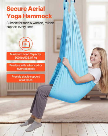 Aerial Yoga Hammock, Maximum 300 lbs Load Aerial Silk, Yoga Swing with Nylon Fabric, Daisy Rope, PE Zipper Bag, Gymnastics Swings Suitable for Men and Women, Dual-Function Hammock & Swing