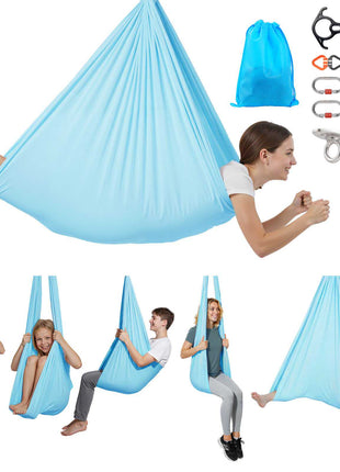 Aerial Yoga Hammock, Maximum 300 lbs Load Aerial Silk, Yoga Swing with Nylon Fabric, Daisy Rope, PE Zipper Bag, Gymnastics Swings Suitable for Men and Women, Dual-Function Hammock & Swing