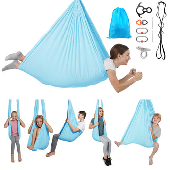 Aerial Yoga Hammock, Maximum 300 lbs Load Aerial Silk, Yoga Swing with Nylon Fabric, Daisy Rope, PE Zipper Bag, Gymnastics Swings Suitable for Men and Women, Dual-Function Hammock & Swing