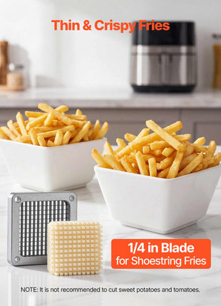 French Fry Cutter, 1/4" Blade Commercial Potato Chopper, Lever-Action Vegetable Dicer with Ergonomic Handle, Stainless Steel Potato Slicer for Thin Cut Fries, Onion, Carrots, Bell Pepper
