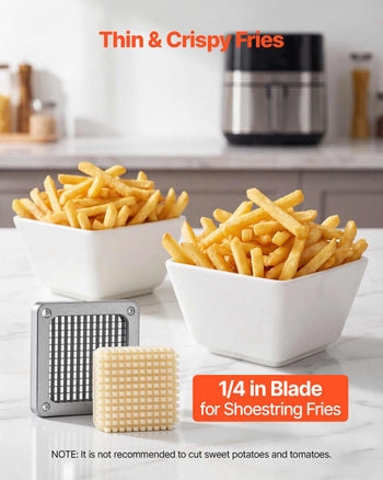 French Fry Cutter, 1/4" Blade Commercial Potato Chopper, Lever-Action Vegetable Dicer with Ergonomic Handle, Stainless Steel Potato Slicer for Thin Cut Fries, Onion, Carrots, Bell Pepper