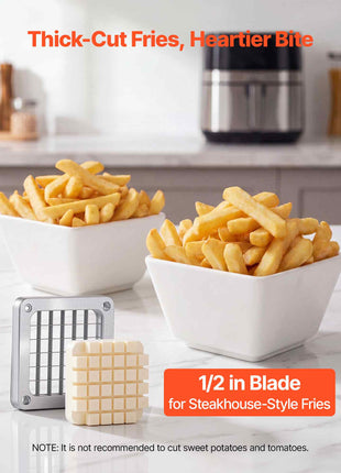 French Fry Cutter, 1/2" Blade Commercial Vegetable Chopper, Lever-Action Vegetable Dicer with Ergonomic Handle, Stainless Steel Potato Slicer for Thick Cut Fries, Onion, Carrots, Bell Pepper