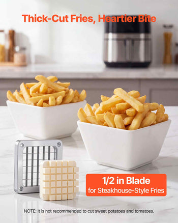 French Fry Cutter, 1/2" Blade Commercial Vegetable Chopper, Lever-Action Vegetable Dicer with Ergonomic Handle, Stainless Steel Potato Slicer for Thick Cut Fries, Onion, Carrots, Bell Pepper