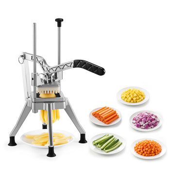French Fry Cutter, 1/2" Blade Commercial Vegetable Chopper, Lever-Action Vegetable Dicer with Ergonomic Handle, Stainless Steel Potato Slicer for Thick Cut Fries, Onion, Carrots, Bell Pepper