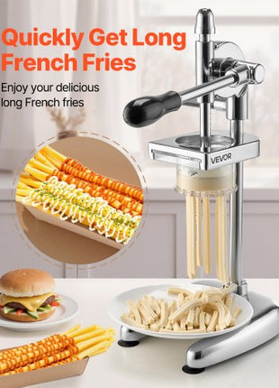 Commercial French Fry Cutter, Stainless Steel Fried Potato Strips Squeezer, Long French Fries Maker with Pull-out Extruder, Manual Mashed Potato Squeezer Machine for Restaurants & Home Kitchen