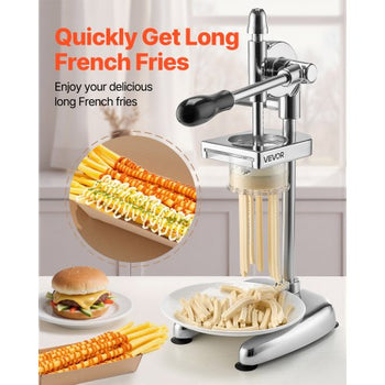 Commercial French Fry Cutter, Stainless Steel Fried Potato Strips Squeezer, Long French Fries Maker with Pull-out Extruder, Manual Mashed Potato Squeezer Machine for Restaurants & Home Kitchen