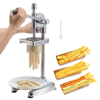 Commercial French Fry Cutter, Stainless Steel Fried Potato Strips Squeezer, Long French Fries Maker with Pull-out Extruder, Manual Mashed Potato Squeezer Machine for Restaurants & Home Kitchen
