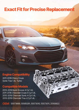 Cylinder Head Assembly for 2011-2019 Chevy Cruze Sonic Trax 1.4L Turbo, 2013-2019 Buick Encore 4 Cyl 1.4L, Complete Engine Cylinder Head Assembly Replaces 55573669, 55565291, 55573010, 55573011