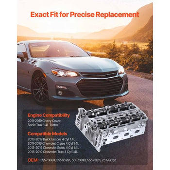Cylinder Head Assembly for 2011-2019 Chevy Cruze Sonic Trax 1.4L Turbo, 2013-2019 Buick Encore 4 Cyl 1.4L, Complete Engine Cylinder Head Assembly Replaces 55573669, 55565291, 55573010, 55573011