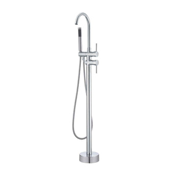 Freestanding Bathtub Faucet, Floor Mount, Freestanding Tub Filler, Shower Mixer Taps, Two Water Modes, 360° Swivel Spout, for Bathing & Showering Pet Bathing Cleaning Drains Toilet Flushing