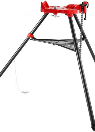 460-6 Tripod Pipe Chain Vise 1/8\"-6\" Capacity,Pipe Stand Portable Foldable Steel Legs,Pipe Jack Stands with Tool Tray, Tripod Stand Chain Vise Ideal for a Variety of Pipe Materials