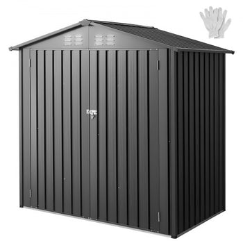 6 x 4 FT Metal Garden Shed, Outdoor Storage Shed with Lockable Doors & 4 Louver Vents, Peak Roof Metal Sheds Outdoors Storage, Storaged Sheds Clearance for Backyard, Garden, Patio, Bike, Gray