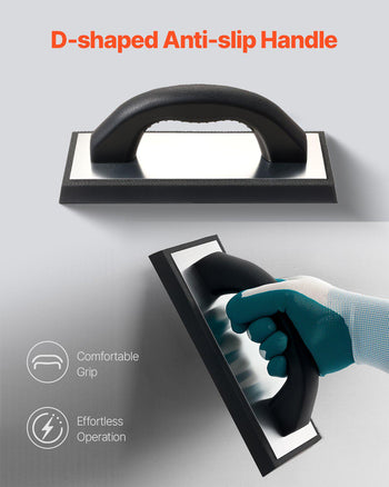 Grout Float, Professional Rubber Tile Grout Tool with Anti-slip Handle & Lightweight Aluminum Connector Backplate, Easy to Operate & Cleaning for Smoothly Apply to Concrete, Plaster, Drywall