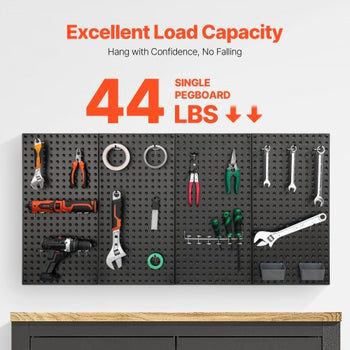 Metal Pegboard Panels, 24" x 12" Pegboard, 4 Panels, Heavy Duty Peg Board Wall Organizer with Accessories, for Living Room Garage Tool Storage Office Organization Craft Room Kitchen Home, Black