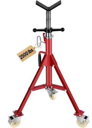 Pipe Stand, V Head Pipe Jack Stand Adjustable Height 28-52 Inch, 2500LBS Pipe Jack Stands with Casters, Folding Portable Pipe Stands for 1/8 to 12 Inch Pipe Supporting