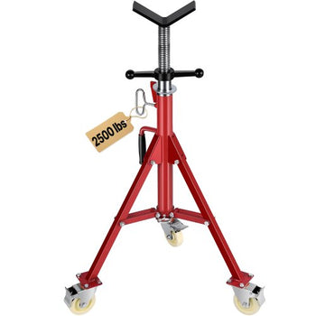 Pipe Stand, V Head Pipe Jack Stand Adjustable Height 20-37 Inch, 2500LBS Pipe Jack Stands with Casters, Folding Portable Pipe Stands for 1/8 to 12 Inch Pipe Supporting