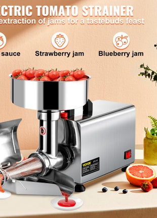 110V Electric Tomato Strainer 370W Commercial Grade Tomato Milling Machine Stainless Steel Tomato Press and Strainer 90-160 Kg/H Pure Copper Motor Food Strainer and Sauce Maker