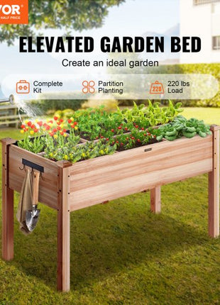 Raised Garden Bed, 3.9 x 1.9 x 2.5 ft Wooden Planter Box, Elevated Outdoor Planting Boxes with Legs, for Growing Flowers/Vegetables/Herbs in Backyard/Garden/Patio/Balcony, Burlywood